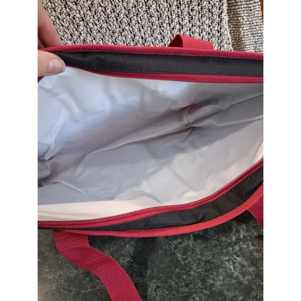 Trader Joe’s XL Insulated Tote Bag Black Red Reusable Grocery Cooler Beach Trip